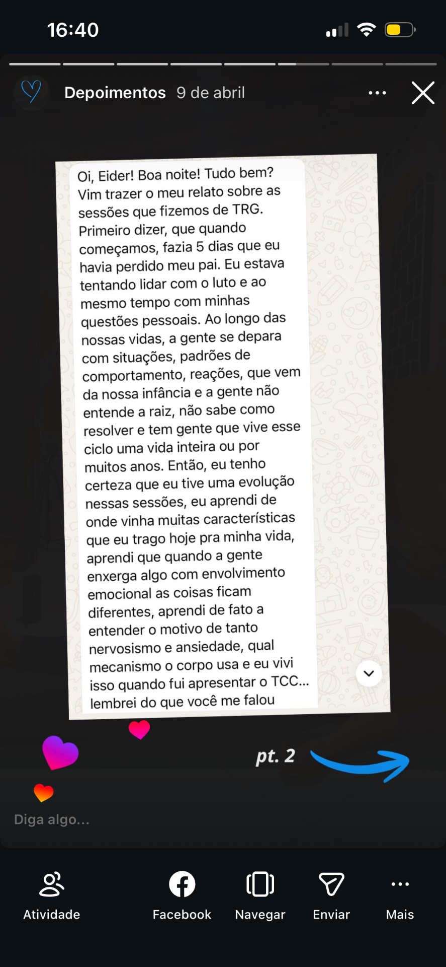 Depoimento 4 sobre o trabalho de Eider Stein