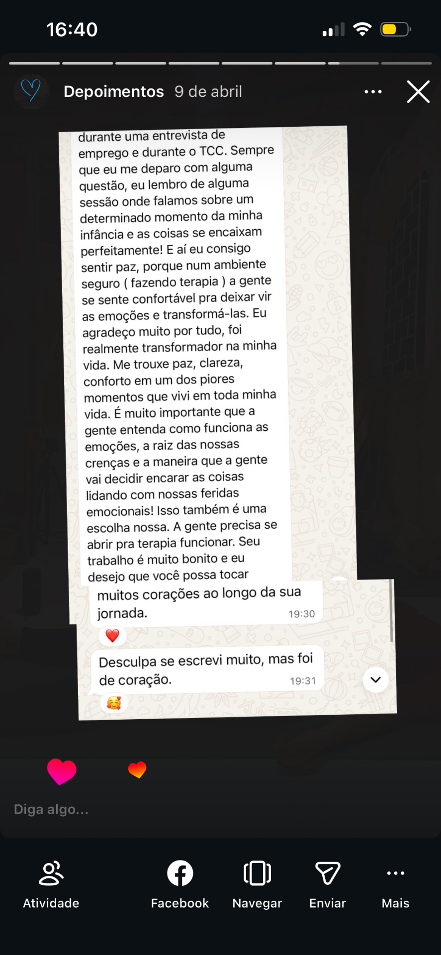 Depoimento 5 sobre o trabalho de Eider Stein